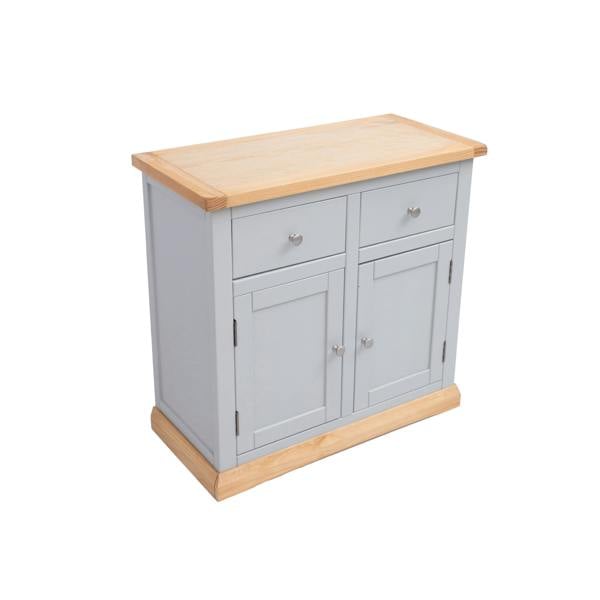 Cabinet Bits Bomporto Light Grey 2 Drawer 2 Door Sideboard Chrome Knob
