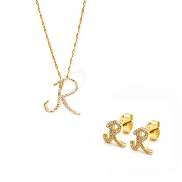 Say It With Luxe Initial Gift Set - Yellow Gold