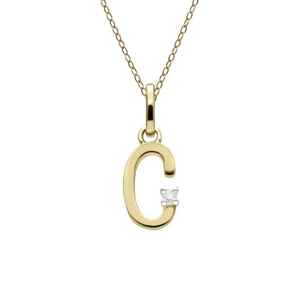 191P0740019 Initial Diamond Letter Necklace In 9ct Yellow Gold 4