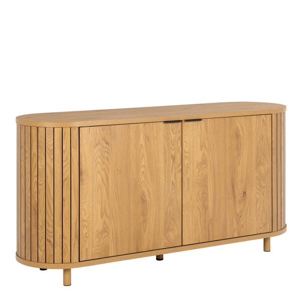 Wyld Haus Bramblewig 2 Door Oak Wood Sideboard Slat Design