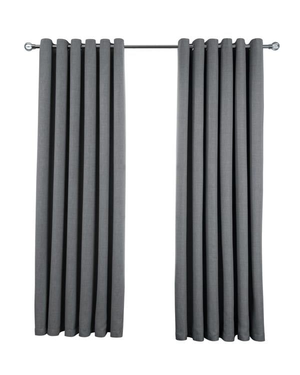 Smart Living Linen Look Blackout Eyelet Curtain - Charcoal