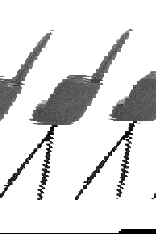 Living and Home Grey Linen Modern Swivel Chair with Black Legs