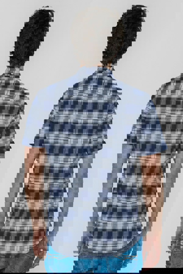 ENORSIA Men's Check Short Sleeve Oxford Shirt