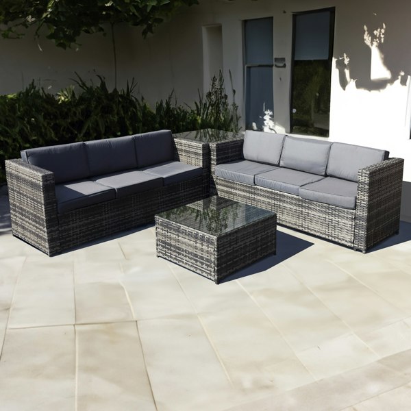 Oseasons Malta Rattan 6 Seater Corner Set in Walnut Grey