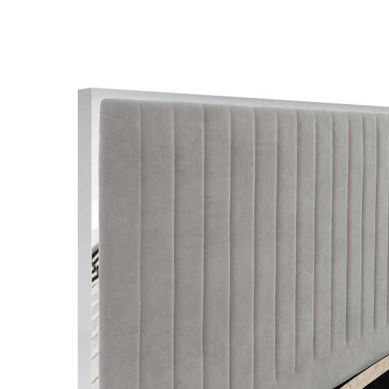 Wyld Haus Killarney Mink Upholstered 4ft6 Double Bed with Tall Ribbed Headboard