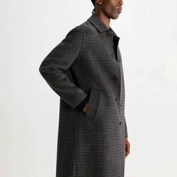 Wax London Stan Double Face Check Wool Coat