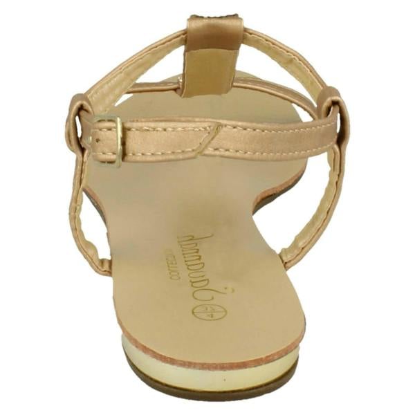 Savannah Ladies Savannah Flat T Bar Diamante Trim Casual Sandal