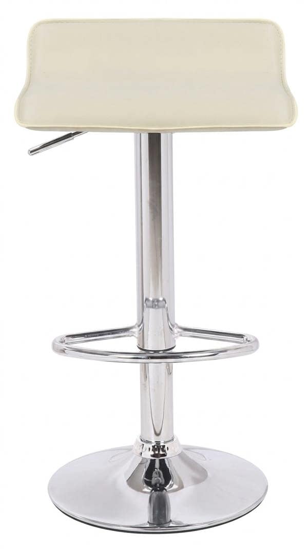 Lamboro Baceno Single Kitchen Bar Stool, Chrome Footrest, Height Adjustable Swivel Gas Lift, Breakfast Bar & Home Barstool, Cream
