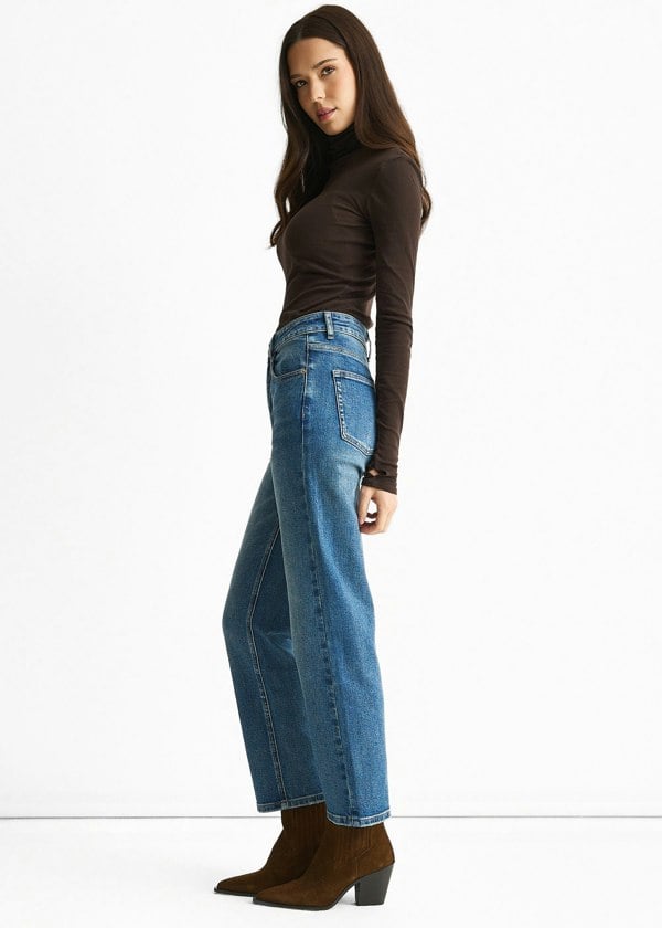 Gini London Blue Mid Rise Straight Leg Jeans