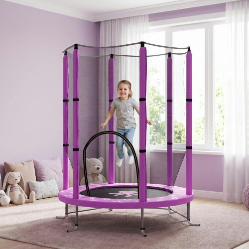 AIYAPLAY 4.6FT Kids Trampoline with Safety Enclosure Net