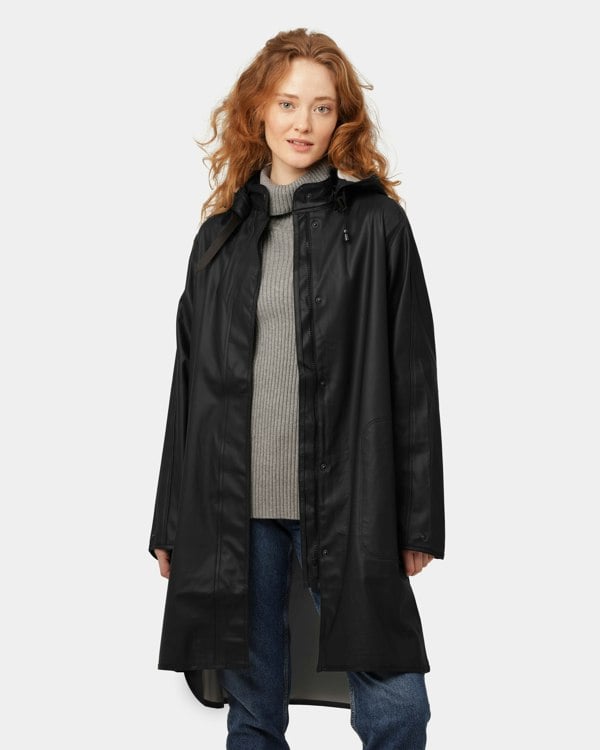 Ilse Jacobsen Rain Womens A-Line Rubberised Raincoat - Black 001