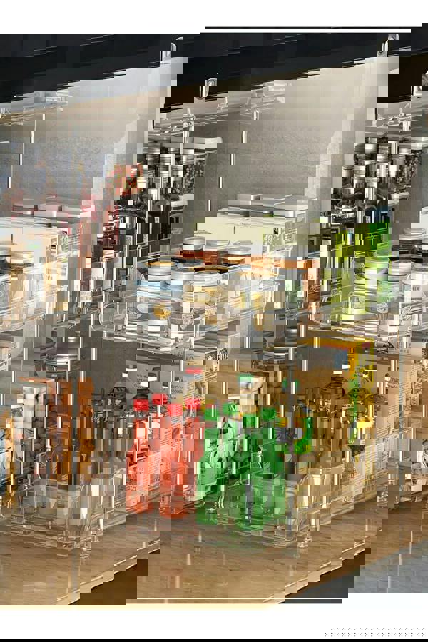 Living and Home 2-Tier Clear Storage Organizer Spice Rack with Pull-out Drawer for Kitchen & Bathroom