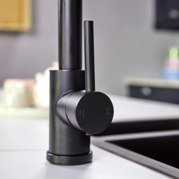 Flode Alta | Single Lever Kitchen Sink Mixer Tap with Swivel Spout | Matt Black Finish