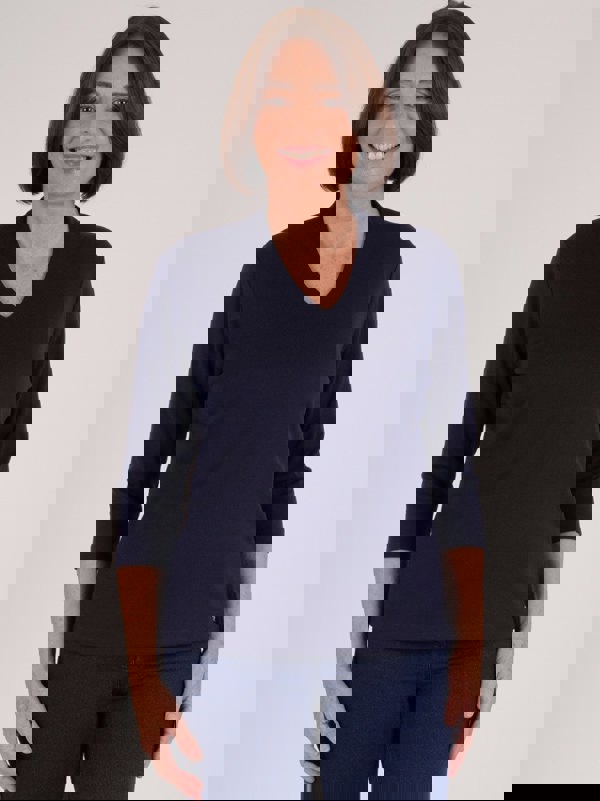 PennyPlain High Back V-neck Top - French Navy