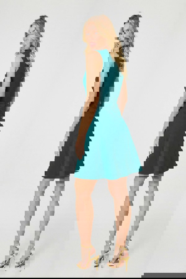 Green | Belt Detail Sleeveless Short Skater Dress