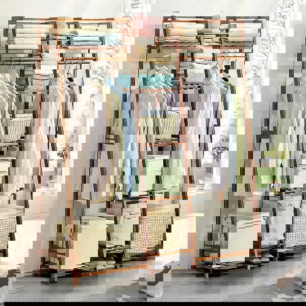 Living and Home Multi-Functional Clothes Hanging Rack Coat Garment Rack 7 Tier Storage Shelf