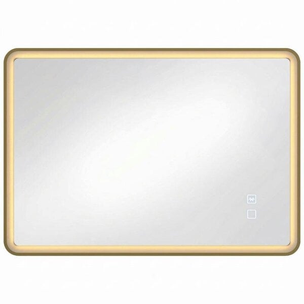Bathroom Mirror with LED Lights, 100x70cm Rectangle Bathroom Mirror, Dimmable, Bluetooth, Anti-Fog, Gold Tone