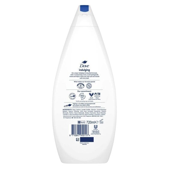 Dove Caring Bath Indulging Cream Bath Soak 720ml With Moisturising Cream, 12Pack