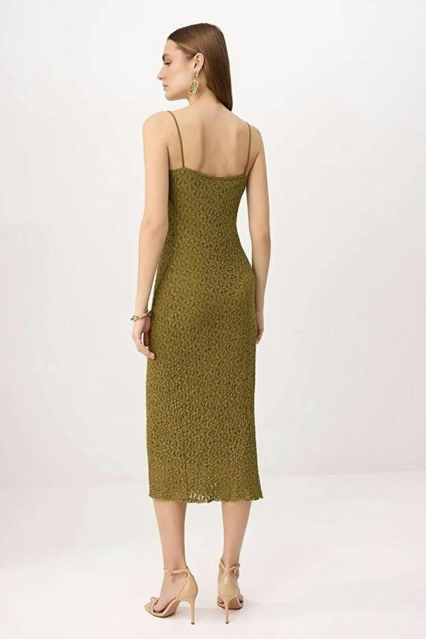 Lace Bodycon Strappy Midi Dress
