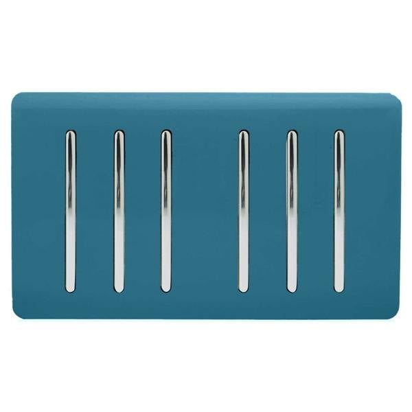 Trendi Switch 6 Gang 1 or 2 Way Light Switch in Ocean Blue