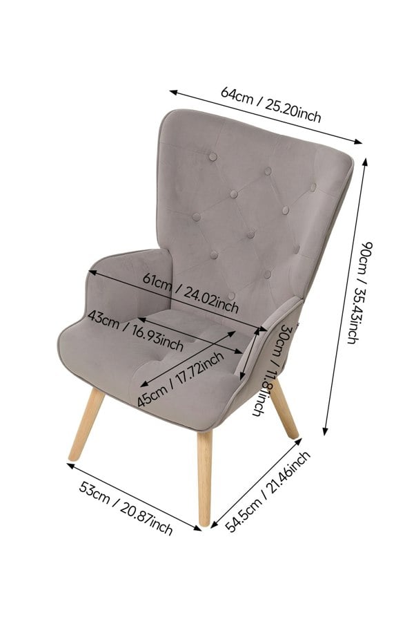 Living and Home Flannel Upholstered Tufted Lounge Chair