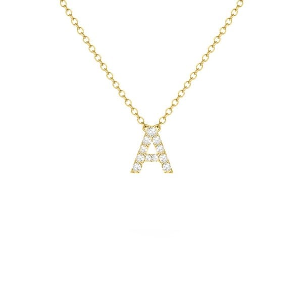 Say It With Dainty CZ Block Initial Necklace - Yellow Gold Plated