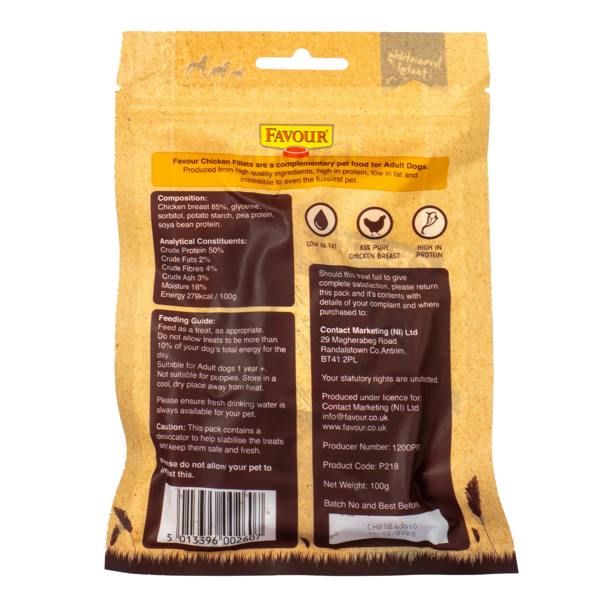 Favour Chicken Fillets Dog Treats 100g