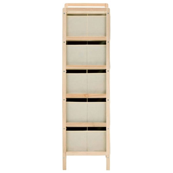 Berkfield Storage Racks with 5 Fabric Baskets 2 pcs Beige Cedar Wood