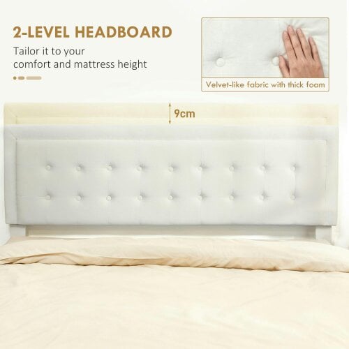 Wyld Haus Zina 5FT King Size Ottoman Bed Frame with Front Divan Drawer Storage Cream