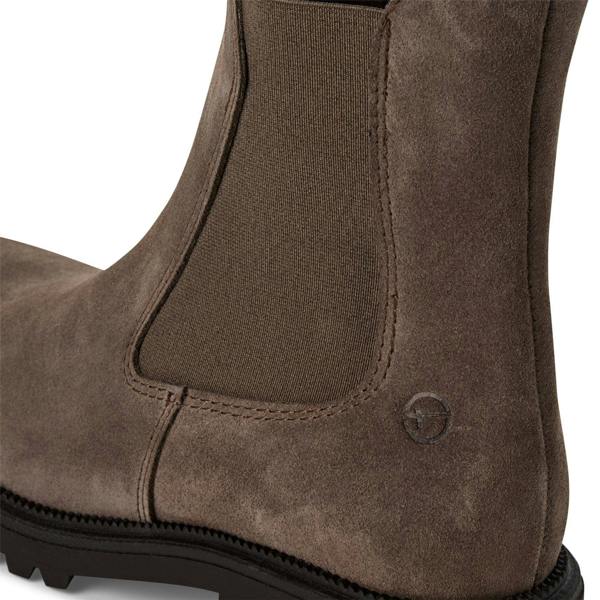 Tamaris Womens Taupe Brown Leather Classic High Chelsea Ankle Boots