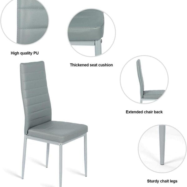 Kosy Koala Oak Effect Dining Table Set With 6 Grey Faux Leather Chairs Dining Room Furniture