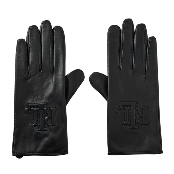 Ralph Lauren Logo Leather Embossed Gloves - Black - 