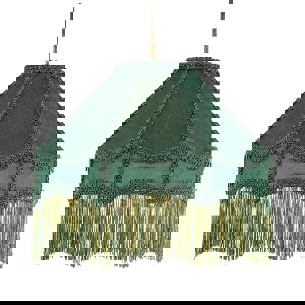 Traditional Victorian Empire Lampshade in Soft Forest Green Velvet with Tassels Image 2