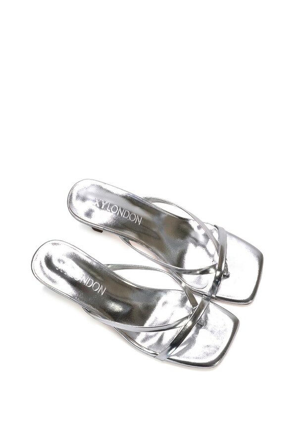 XY LONDON Kitten Heel Sandal Mules With Toe Post
