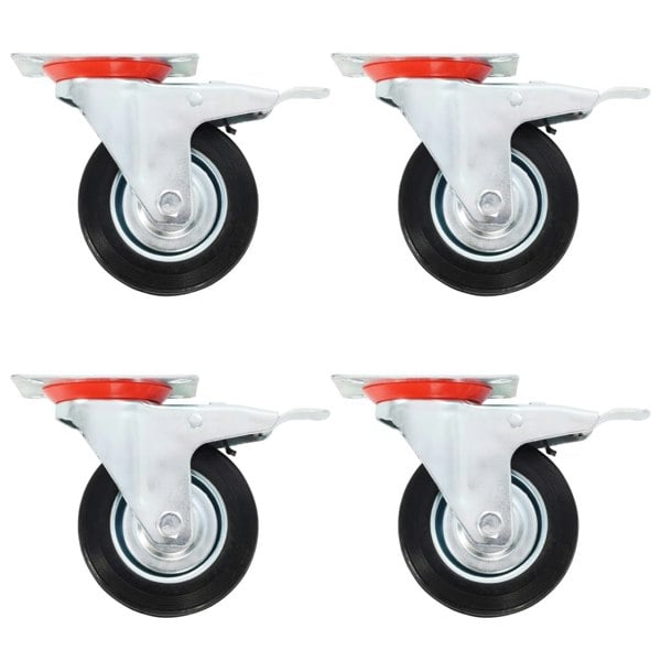 Berkfield Swivel Casters with Double Brakes 4 pcs 100 mm
