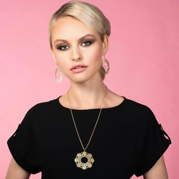 Large Gold Flower Earrings with a Brushed Finish - namana.london