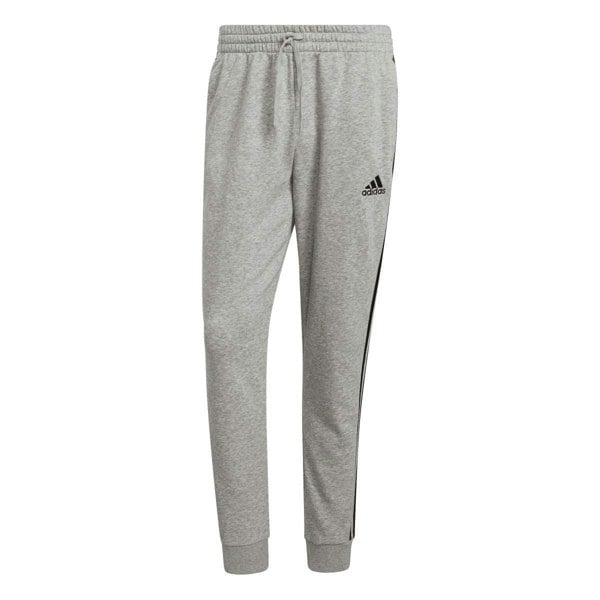 Adidas Mens Fleece 3 Stripes Cuffed Tapered Jogging Bottoms - Grey