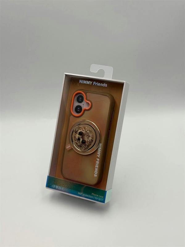 Nimmy Friends Nimmy Big Eye Cute Pet Poodle Dog Face Case with Detachable MagSafe Grip for iPhone 17 6.3" Brown Orange - N-XDY-CXZJZH-IP17-014