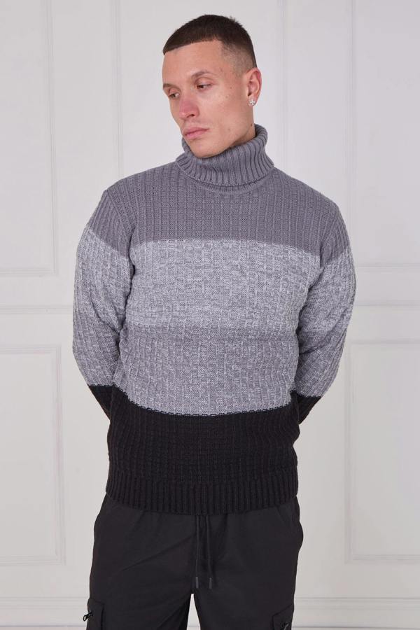Men's Textured Roll Neck Jumper