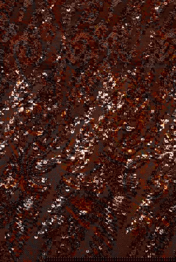 Embellished Sequin Bishop Sleeve Maxi Dress - Bronze DR4634