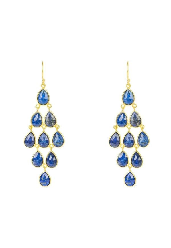 Erviola Gemstone Cascade Earrings Gold Lapis Lazuli - LATELITA Earrings
