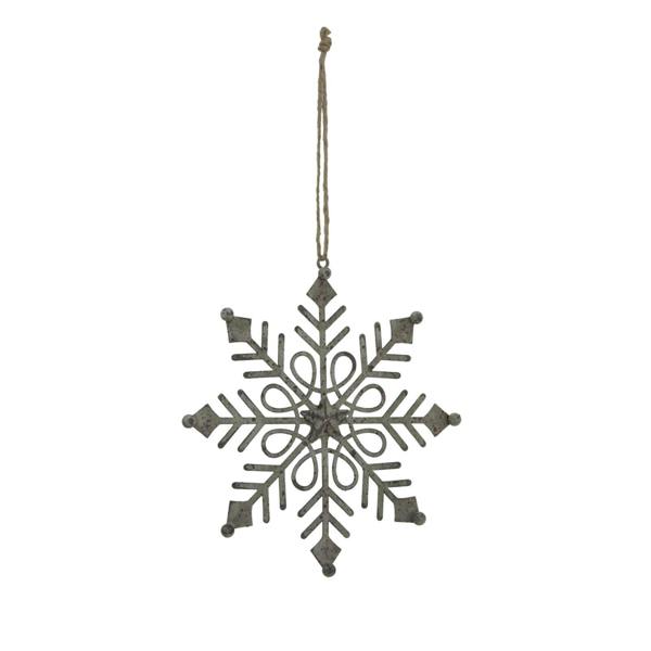 Hill Interiors Metal Snowflake Christmas Hanging Decoration - White/White - 