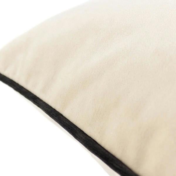 Paoletti Torto Velvet Rectangular Cushion Cover - Ivory/Black - 