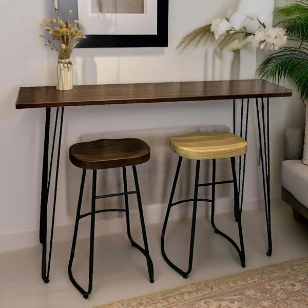 Rafaelo Mobilia Industrial Console Table With Metal Hairpin Legs