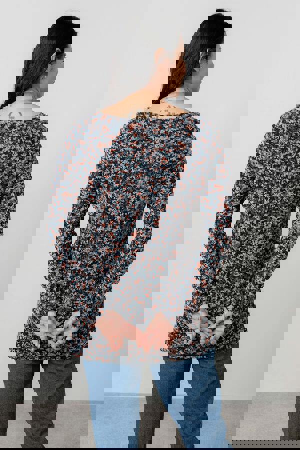 Lily & Me Maple Floral Print Brushed Knit Tunic Red