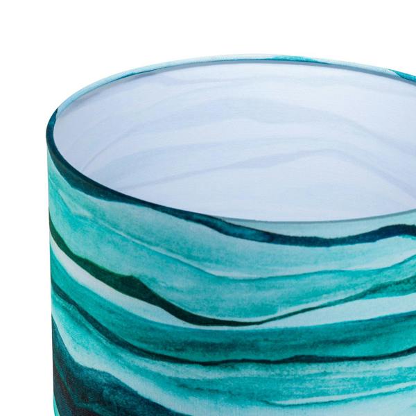 Sea Waves Drum Lamp Shade in Teal Duck Egg and Navy Blue - 30cm Linen Image 4