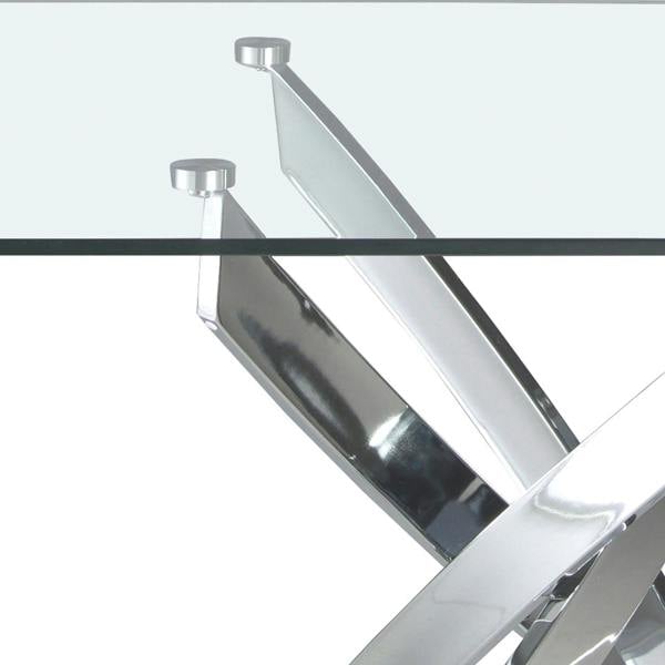 Angel Cerdá Rectangular tempered glass and chrome-plated steel dining table 1061
