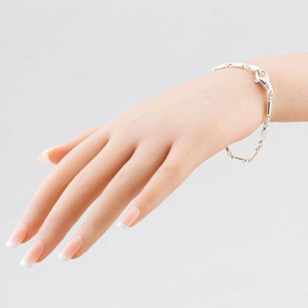 T. H. Baker Argentium Silver 7.6 Inch Tube Bar Chain Bracelet ARG-943014-7.6