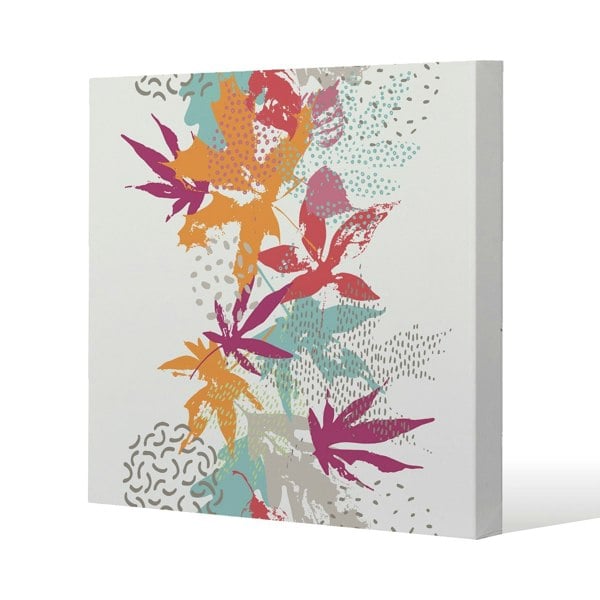 Benjamin Tate Design Orange Geometric Slim Style Canvas Print  20x20cm , 15mm Slim Real wood.