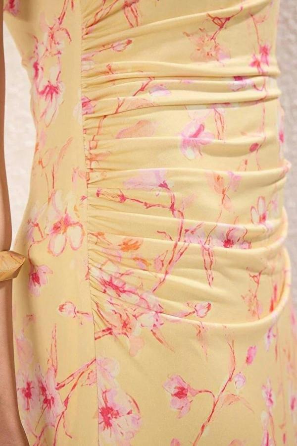 WOVCOR Floral Print Fitted Flexible Knit Pencil Dress
